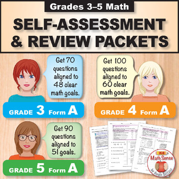 Preview of Grades 3-4-5 CCSS Math Self-Assessment BUNDLE | Pretests, Posttests, Tutoring