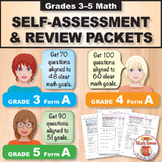 Grades 3-4-5 CCSS Math Self-Assessment BUNDLE | Pretests, 