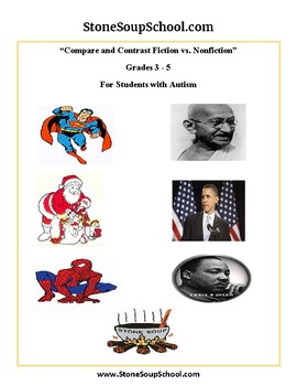 Preview of Grades 3- 5, "Compare/Contrast Characters (F vs NF)" for students w/ Autism