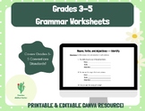 Grades 3-5 Editable & Printable Conventions & Grammar Worksheets