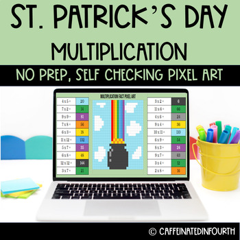Preview of 3rd/4th/5th Grade Multiplication Fact St. Patrick's Day Pixel Art