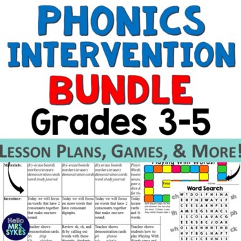 Preview of 3rd - 5th Phonics Intervention - Lesson Plans & Activities Third Fourth Fifth