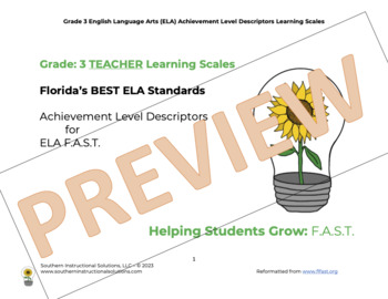 Preview of Grades 3-8 ELA BUNDLE FL BEST Learning Scales for FAST (Teacher & Student Sets)