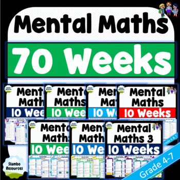 Preview of Grades 4,5,6 & 7 Mental Maths | FULL YEAR | Bundle