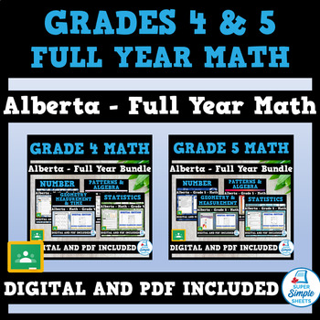 Preview of NEW 2022 Curriculum - Grades 4 & 5 - Alberta Math - Full Year Bundle