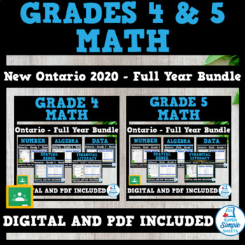 Preview of Grades 4 & 5 - Full Year Math Bundle - Ontario New 2020 Curriculum -GOOGLE + PDF