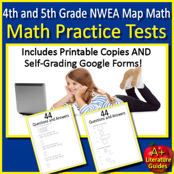 Preview of 4th and 5th Grade NWEA Map Math Practice Tests - Printable and Digital Test Prep