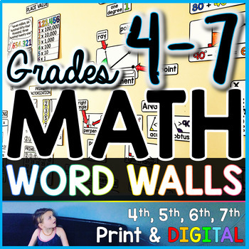 Preview of Grades 4-7 Math Word Wall Bundle