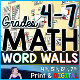 Grades 4-7 Math Word Wall Bundle - print and digital