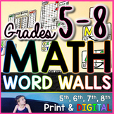 Grades 5-8 Math Word Wall Bundle - print and digital