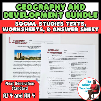 Preview of Grades 5-8 No Prep Geography Bundle: Social Studies Texts and Worksheets