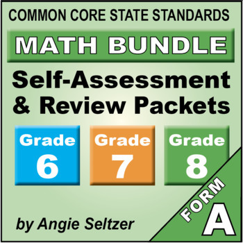 Preview of Grades 6-7-8 CCSS Math Self-Assessment BUNDLE | Pretests, Posttests, Tutoring