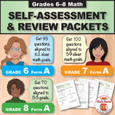 Grades 6-7-8 CCSS Math Self-Assessment BUNDLE | Pretests, 