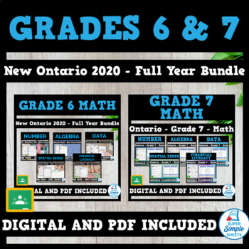 Preview of Grades 6 & 7- Full Year Math Bundle -Ontario New 2020 Curriculum- GOOGLE + PDF!