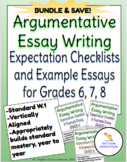 Grades 6, 7, and 8 Argumentative Essay Writing Checklists 