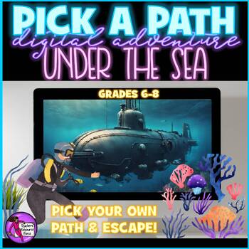 Preview of Digital Escape Room Pick Your Own Adventure Grades 6-8 Pick A Path Under the Sea