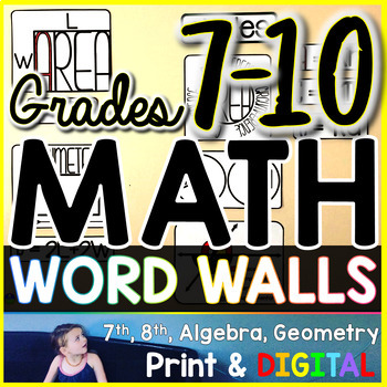 Preview of Grades 7-10 Math Word Wall Bundle