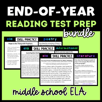 Preview of Grades 7-8 Reading/ELA EOG Test Prep - Literature, Poetry, Informational Bundle