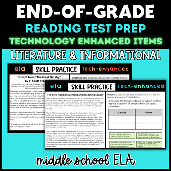 Preview of Grades 7-8 Reading EOG Test Prep - Technology Enhanced Questions (TEI) BUNDLE