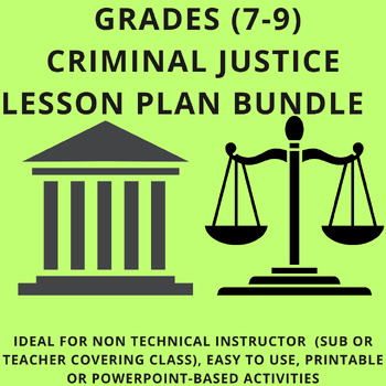 Preview of Grades 7-9 Criminal Justice Lesson Plan Bundle ( 5 Total Activities) Sub Day OK