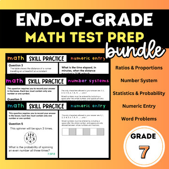 Preview of Grade 7 Math EOG Test Prep - Numeric Entry - NS, SP, & RP Bundle