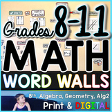 Grades 8-11 Math Word Wall Bundle - print and digital