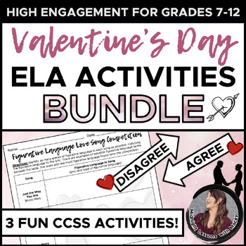 Preview of FUN Language Arts Valentine's Day BUNDLE for Grades 7-12!