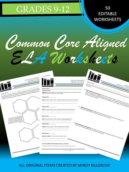 Preview of Distance Learning: Grades 9-12 ELA Common Core Aligned Worksheets