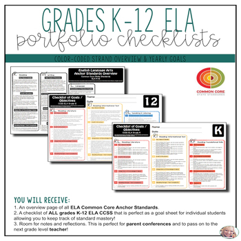 Preview of Grades K-12 ELA Portfolio Checklists ~ CCSS Overview & Checklists Bundle