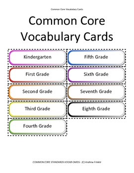 Preview of Grades K-8 Common Core Standards Math Vocabulary Cards 1500 cards