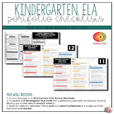 Grade Kindergarten ELA Portfolio Checklists ~ CCSS Overvie