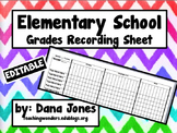 Grades Recording Sheet for Elementary School