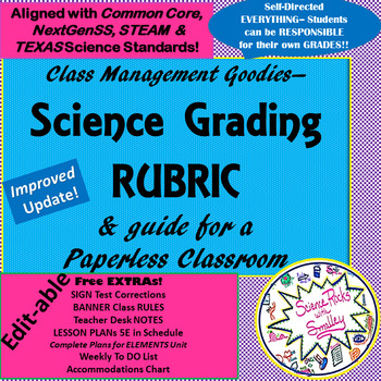 Preview of Grading RUBRIC & Guide to a Paperless Classroom! with Free Mgmt Files +more!!