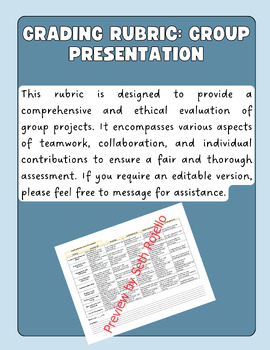 Preview of Grading Rubric: Group Presentation