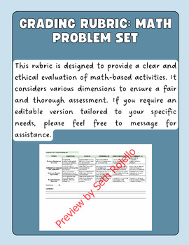 Preview of Grading Rubric: Math Problem Set