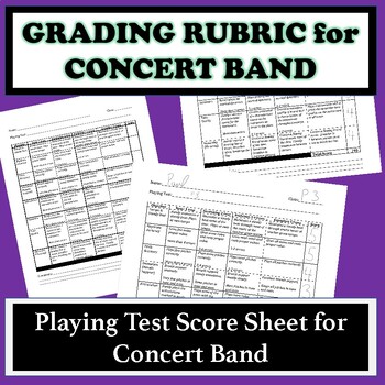 Preview of Grading Rubric for Concert Band
