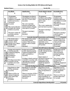 middle school science research paper rubric