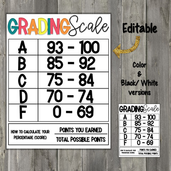 Letter Grade Scale (Editable Word Document)