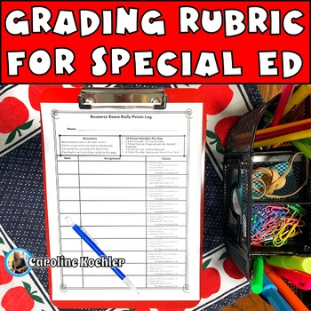 Preview of Grading Sheet for Special Education Documentation Rubric Resource Room Inclusion