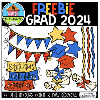 Preview of Graduation 2024 FREEBIE (P4 Clips Trioriginals Digital Clip Art)