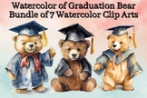 Graduation Bear Watercolor PNG - Clip Art for commercial u