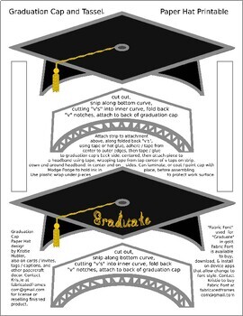 Preview of Graduation Cap 2 Black Paper Hat Printables 1 Gold Graduate