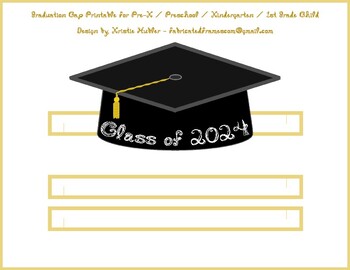 Preview of Graduation Cap Black Party Hat White Fabric Font Class of 2024 Print Printable