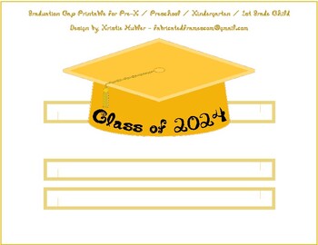 Preview of Graduation Cap Gold Party Hat Black Fabric Font Class of 2024 Printable