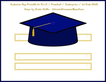 Preview of Graduation Cap School Navy Blue Paper Party Hat Printable