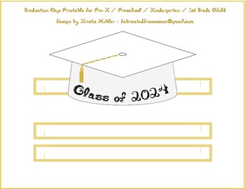 Preview of Graduation Cap White Paper Party Hat Printable With Class of 2024 In Black