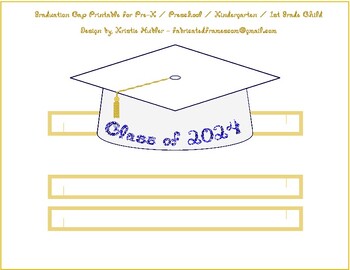 Preview of Graduation Cap White Paper Party Hat Printable With Class of 2024 In Blue