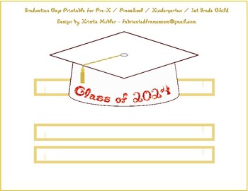 Preview of Graduation Cap White Paper Party Hat Printable With Class of 2024 In Red
