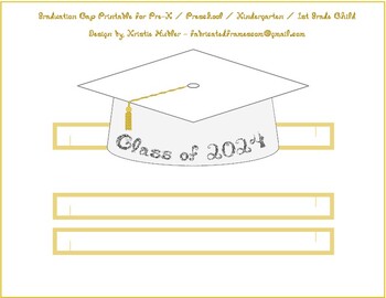 Preview of Graduation Cap White Paper Party Hat Printable With Class of 2024 In Silver