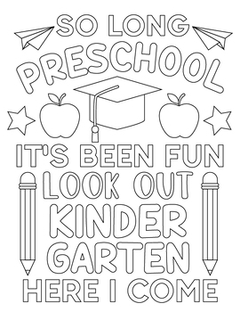 Preview of Back To School Coloring Pages : First Day of School Activities /Graduation Cards